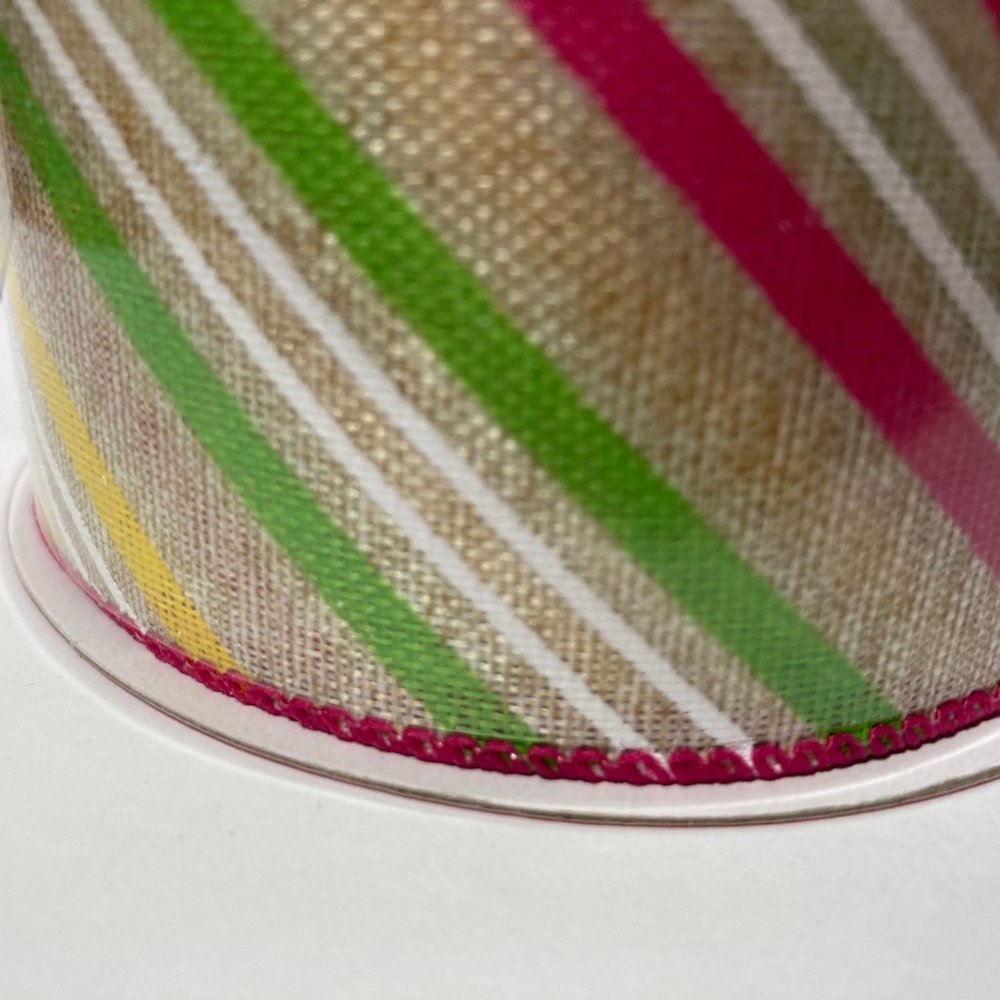 Wired Ribbon Spring Stripe 2.5" 25' - Picture 4 of 12